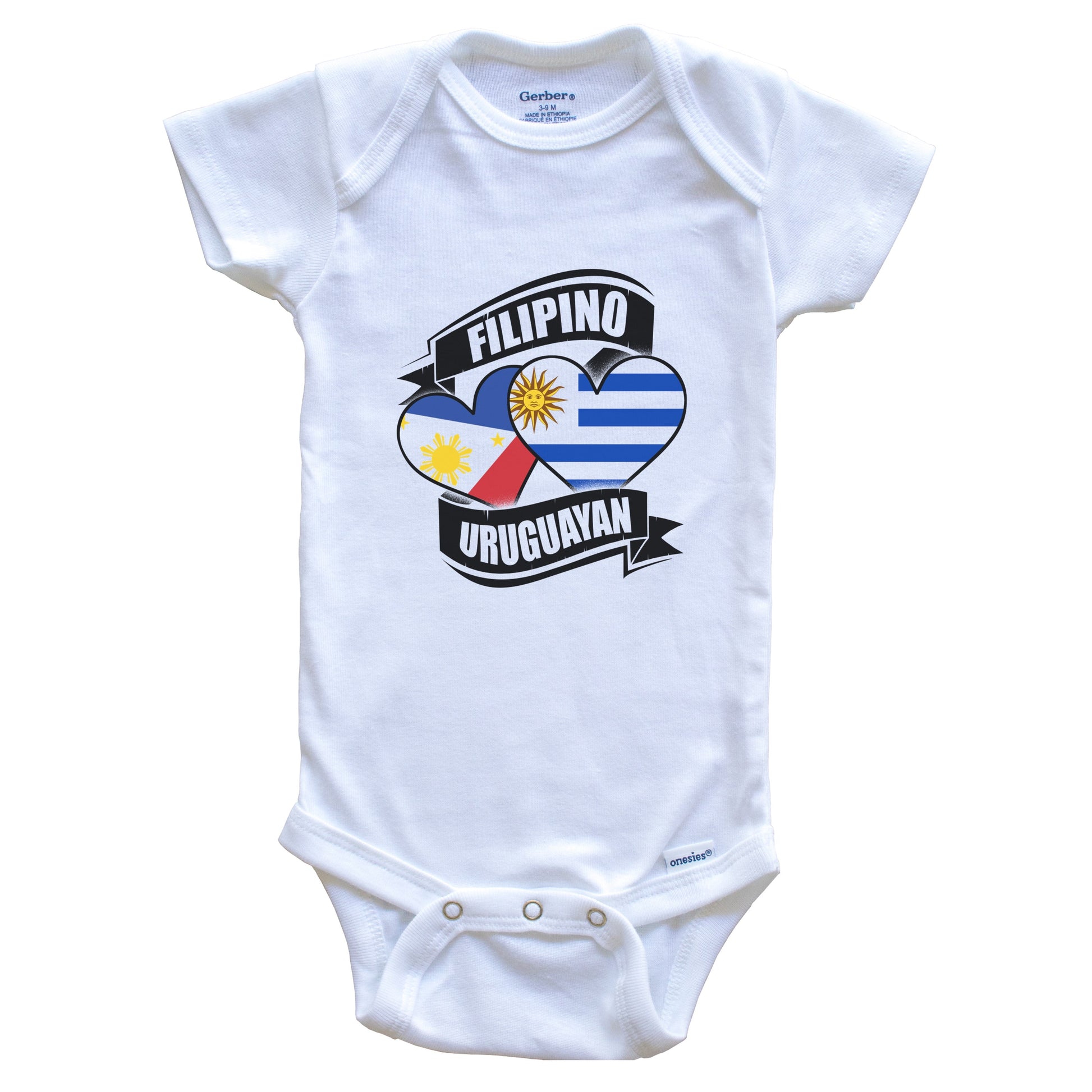 Filipino Uruguayan Hearts Philippines Uruguay Flags Baby Bodysuit