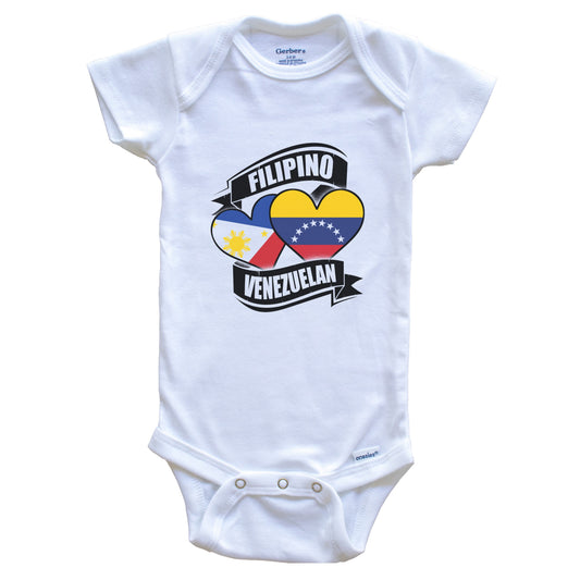 Filipino Venezuelan Hearts Philippines Venezuela Flags Baby Bodysuit