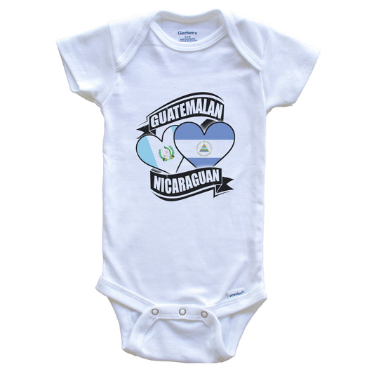 Guatemalan Nicaraguan Hearts Guatemala Nicaragua Flags Baby Bodysuit
