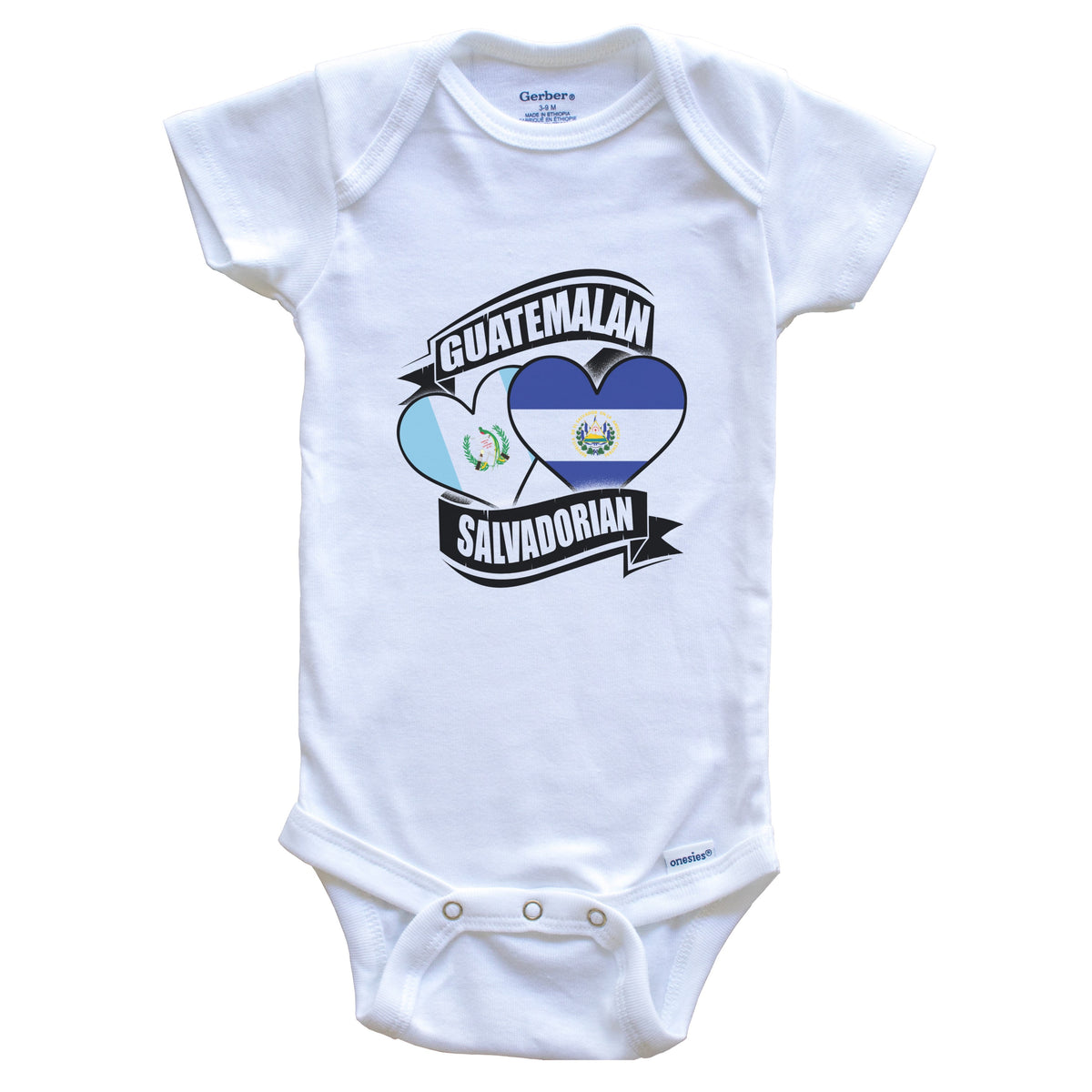 Guatemalan Salvadorian Hearts Guatemala El Salvador Flags Baby Bodysuit