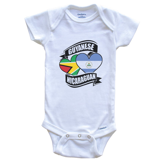 Guyanese Nicaraguan Hearts Guyana Nicaragua Flags Baby Bodysuit