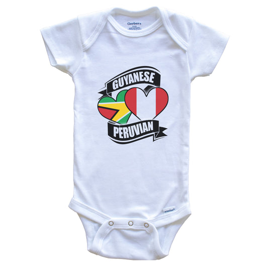 Guyanese Peruvian Hearts Guyana Peru Flags Baby Bodysuit