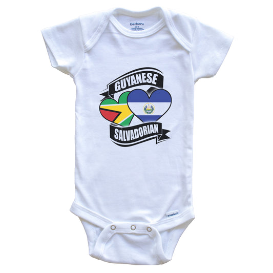 Guyanese Salvadorian Hearts Guyana El Salvador Flags Baby Bodysuit