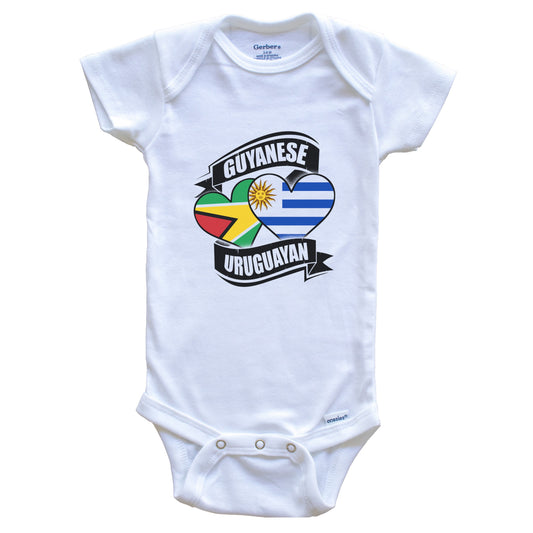 Guyanese Uruguayan Hearts Guyana Uruguay Flags Baby Bodysuit