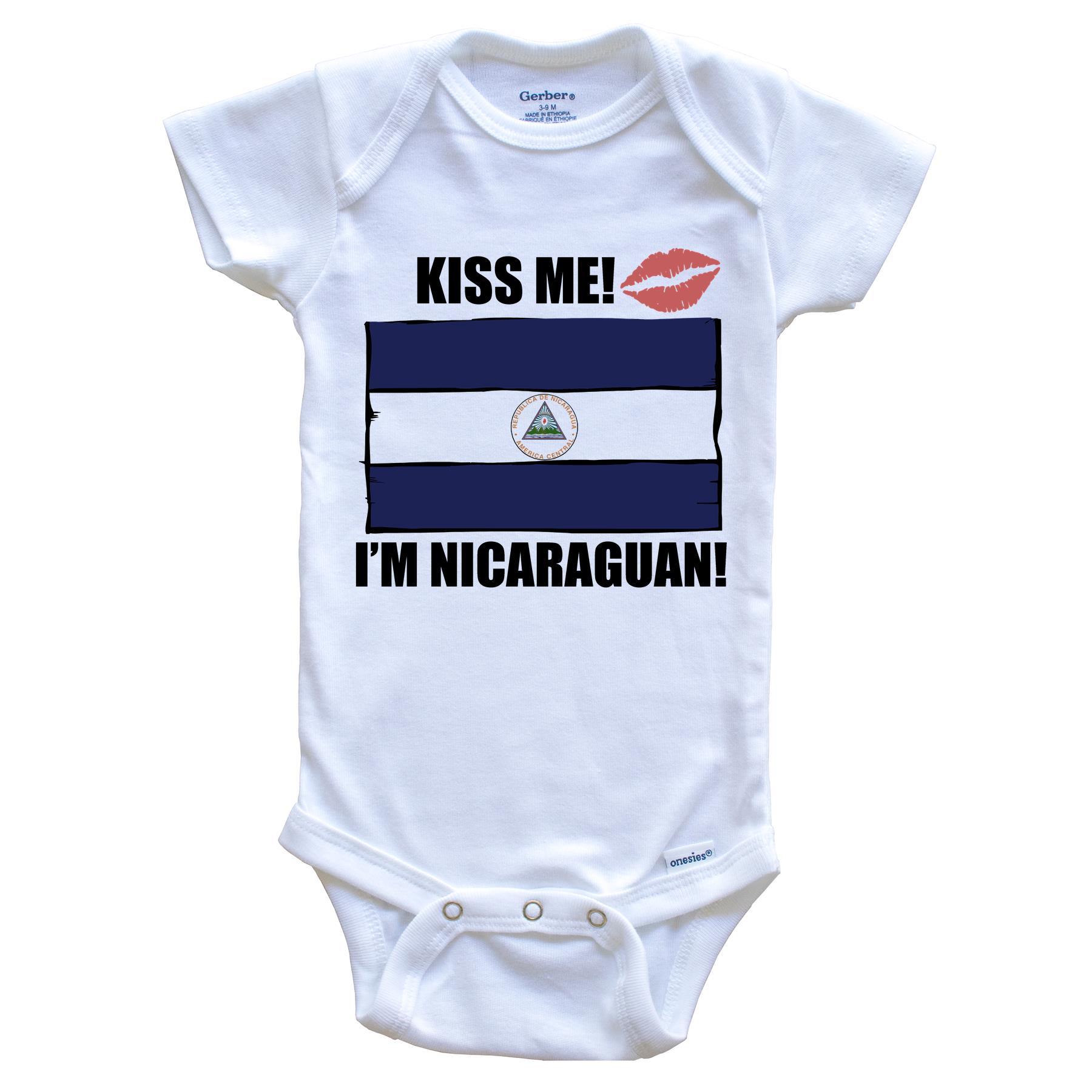 Kiss Me I'm Nicaraguan Cute Nicaragua Flag Baby Onesie