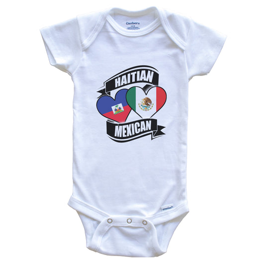 Haitian Mexican Hearts Haiti Mexico Flags Baby Bodysuit