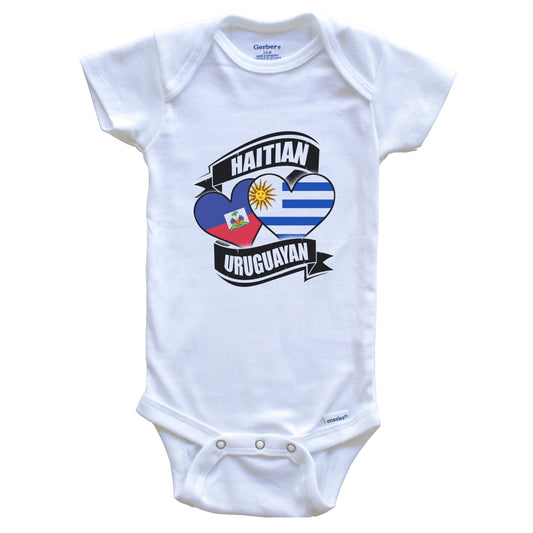 Haitian Uruguayan Hearts Haiti Uruguay Flags Baby Bodysuit