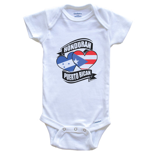 Honduran Puerto Rican Hearts Honduras Puerto Rico Flags Baby Bodysuit