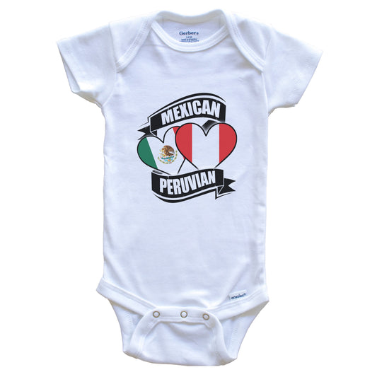 Mexican Peruvian Hearts Mexico Peru Flags Baby Bodysuit