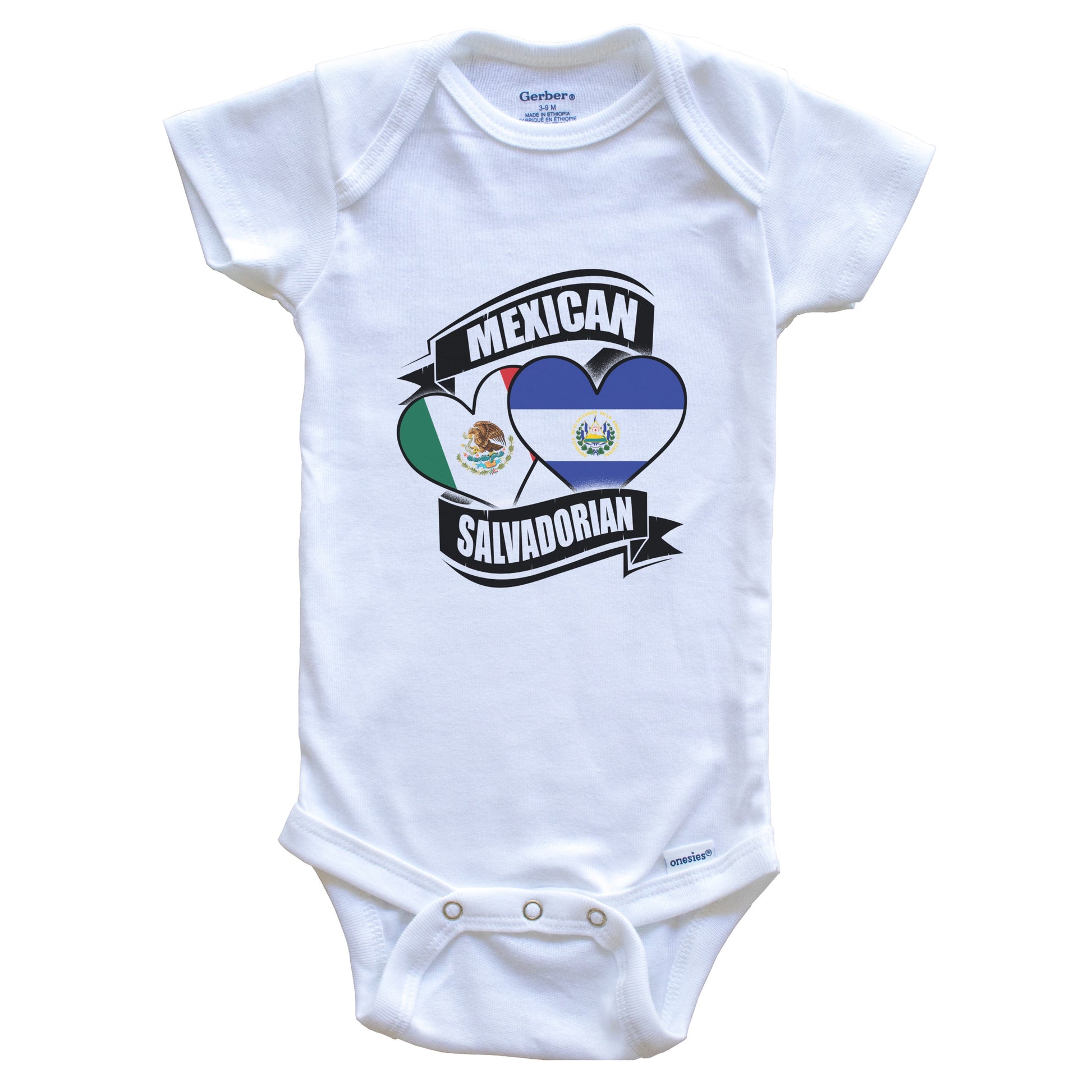 Mexican Salvadorian Hearts Mexico El Salvador Flags Baby Bodysuit