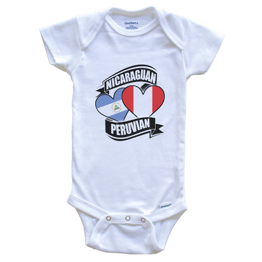 Nicaraguan Peruvian Hearts Nicaragua Peru Flags Baby Bodysuit