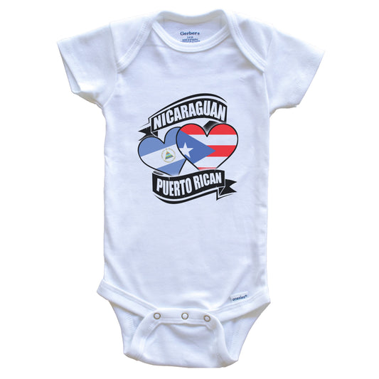 Nicaraguan Puerto Rican Hearts Nicaragua Puerto Rico Flags Baby Bodysuit
