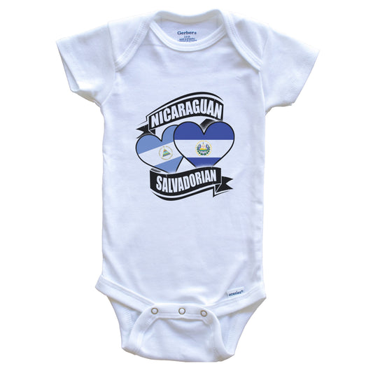 Nicaraguan Salvadorian Hearts Nicaragua El Salvador Flags Baby Bodysuit