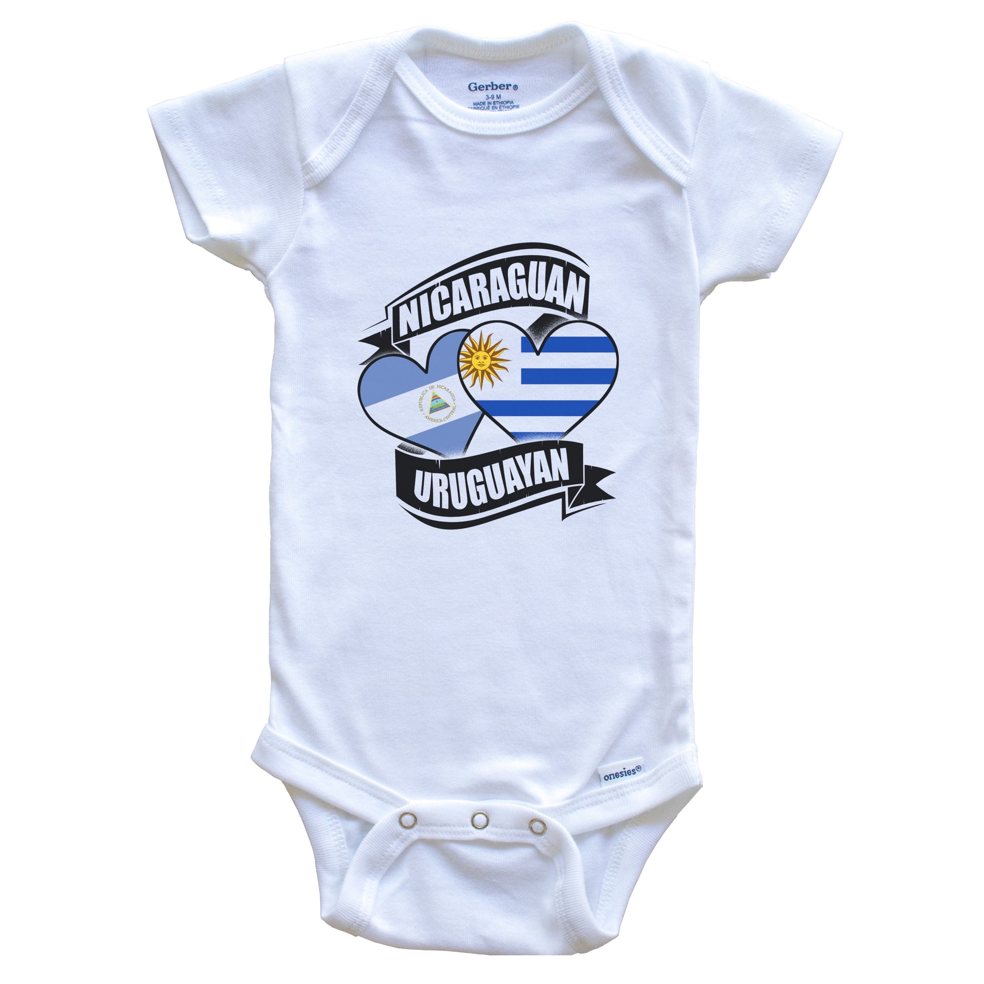 Nicaraguan Uruguayan Hearts Nicaragua Uruguay Flags Baby Bodysuit