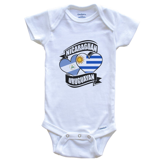 Nicaraguan Uruguayan Hearts Nicaragua Uruguay Flags Baby Bodysuit
