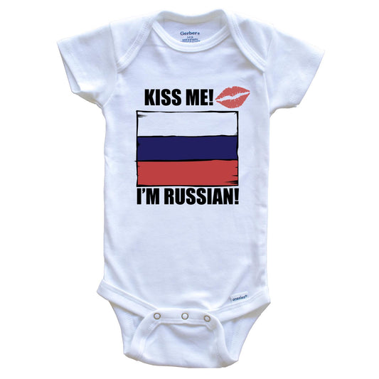 Kiss Me I'm Russian Cute Russia Flag Baby Onesie