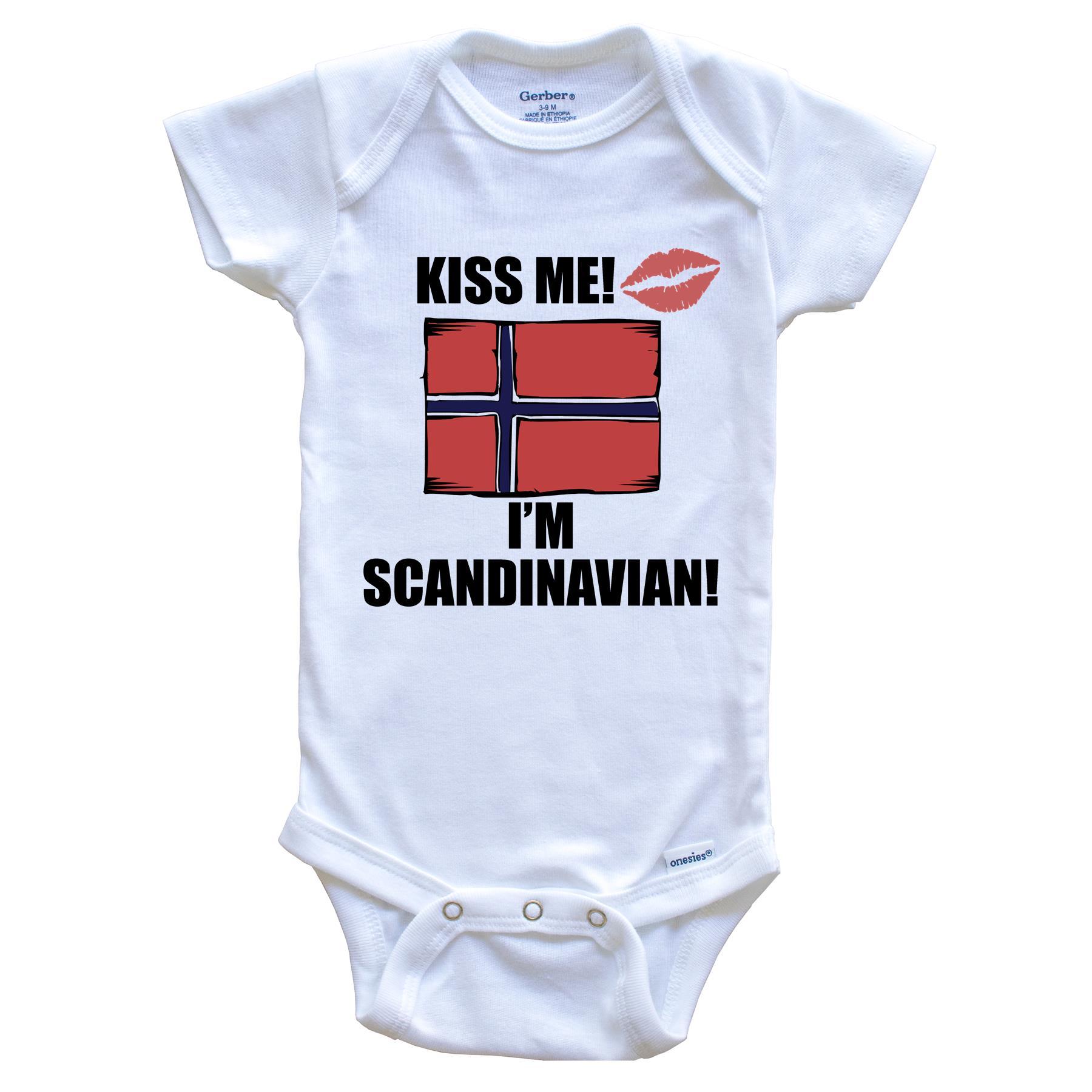 Kiss Me I'm Scandinavian Cute Scandinavia Flag Baby Onesie