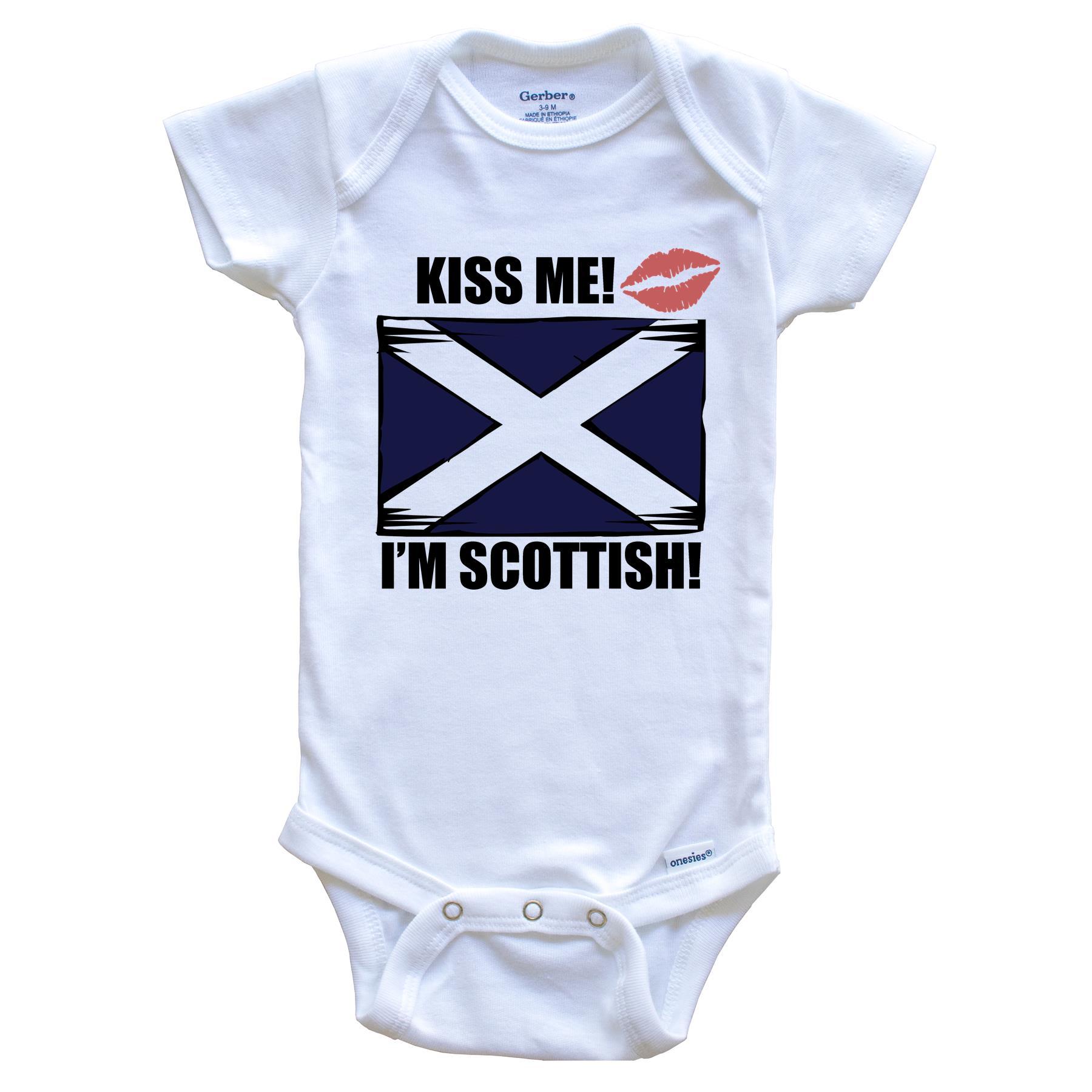 Kiss Me I'm Scottish Cute Scotland Flag Baby Onesie