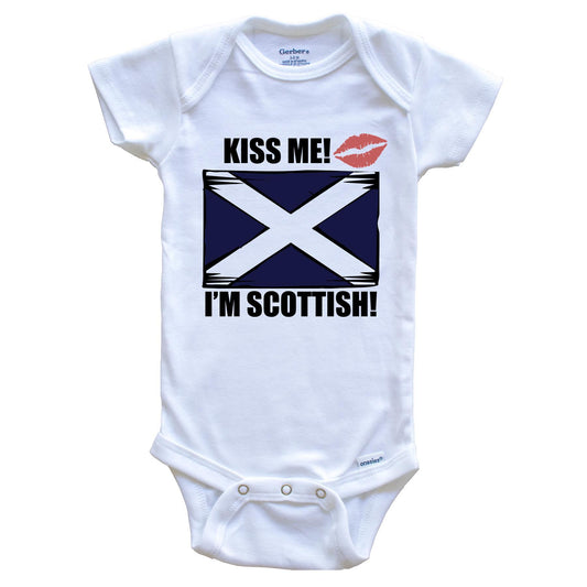 Kiss Me I'm Scottish Cute Scotland Flag Baby Onesie