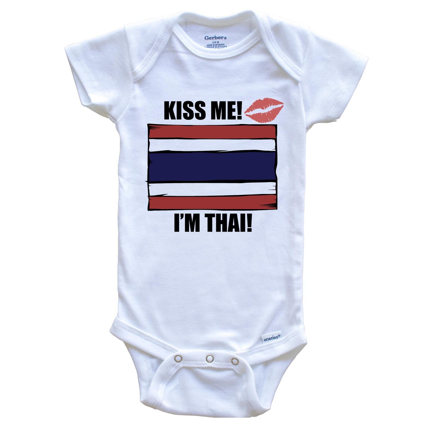 Kiss Me I'm Thai Cute Thailand Flag Baby Onesie