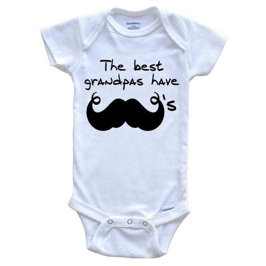 The Best Grandpas Have Mustaches Funny Baby Onesie for Grandchild