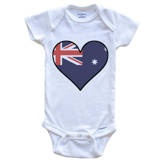 Australian Flag Onesie - Cute Australian Flag Heart - Australia Baby Bodysuit