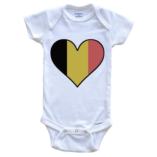 Belgian Flag Onesie - Cute Belgian Flag Heart - Belgium Baby Bodysuit