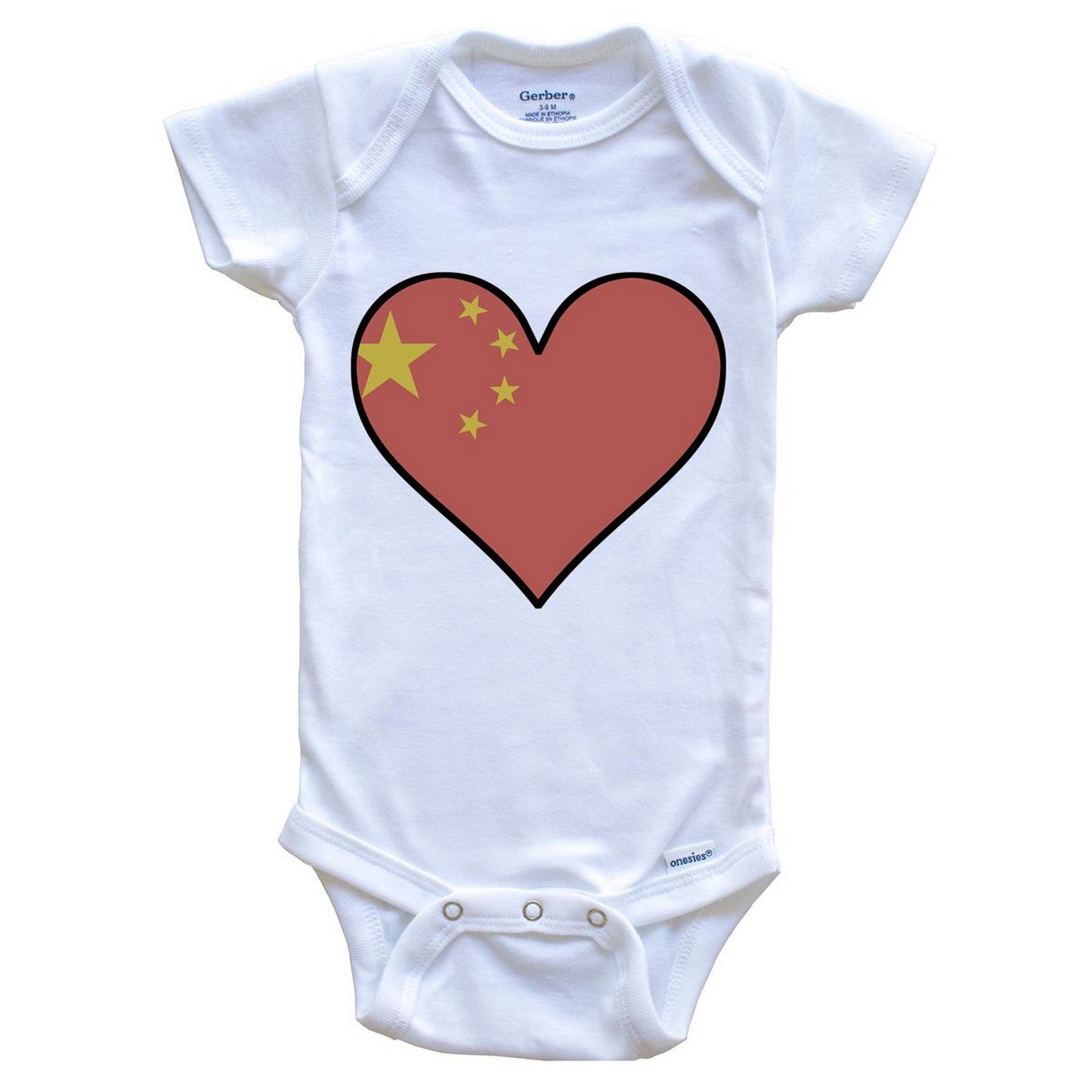 Chinese Flag Onesie - Cute Chinese Flag Heart - China Baby Bodysuit