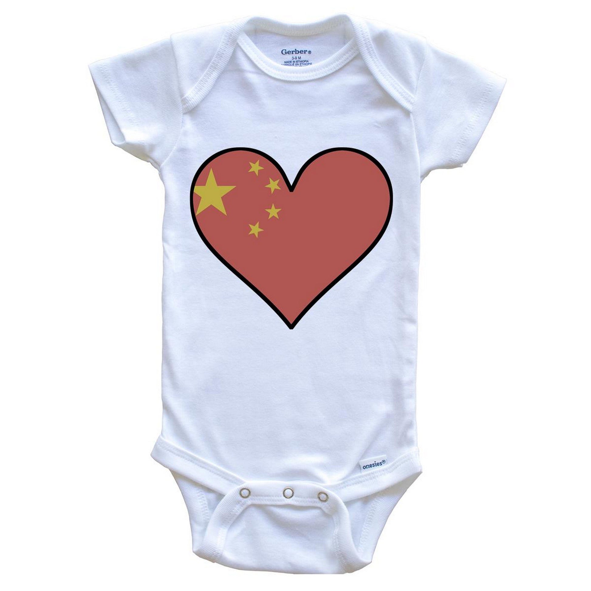 Chinese Flag Onesie - Cute Chinese Flag Heart - China Baby Bodysuit