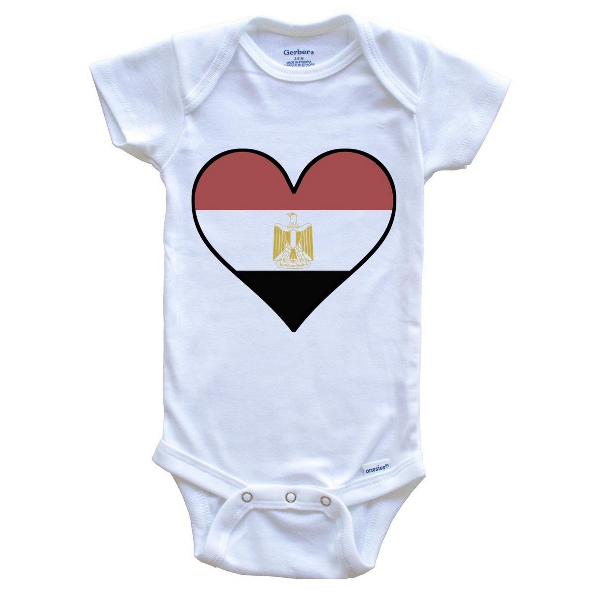 Egyptian Flag Onesie - Cute Egyptian Flag Heart - Egypt Baby Bodysuit