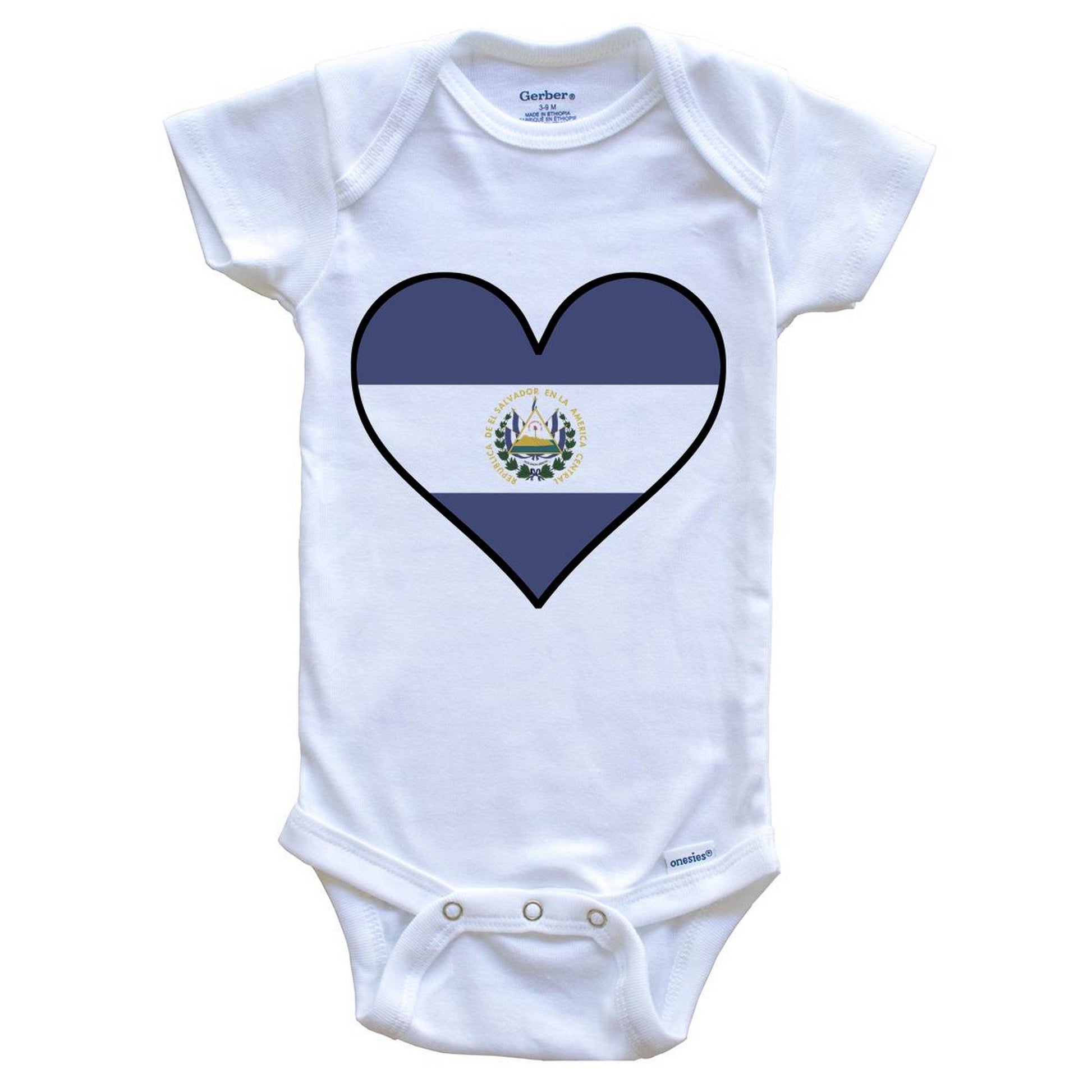 Salvadorian Flag Onesie - Cute Salvadorian Flag Heart - El Salvador Baby Bodysuit