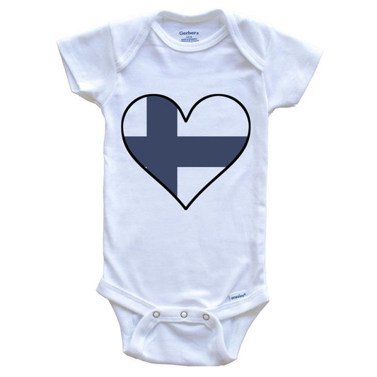 Finnish Flag Onesie - Cute Finnish Flag Heart - Finland Baby Bodysuit