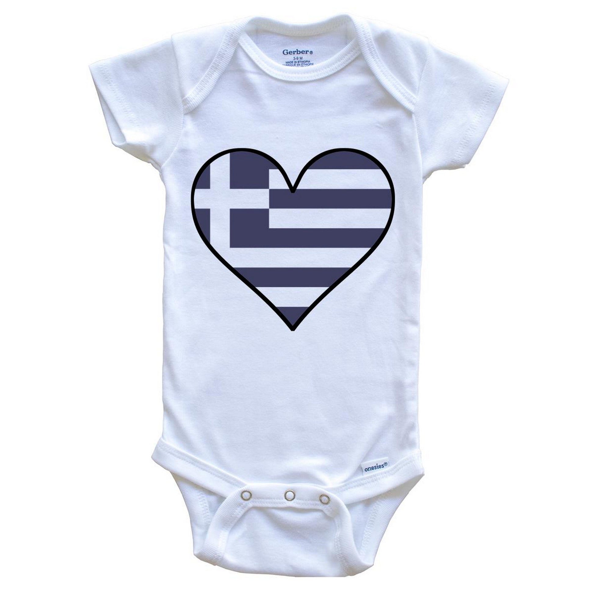 Greek Flag Onesie - Cute Greek Flag Heart - Greece Baby Bodysuit