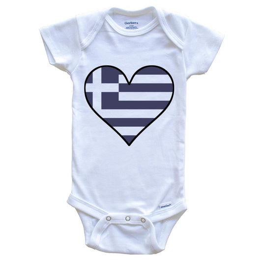 Greek Flag Onesie - Cute Greek Flag Heart - Greece Baby Bodysuit