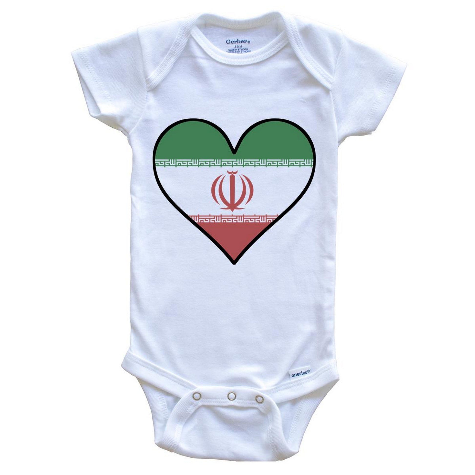 Iranian Flag Onesie - Cute Iranian Flag Heart - Iran Baby Bodysuit