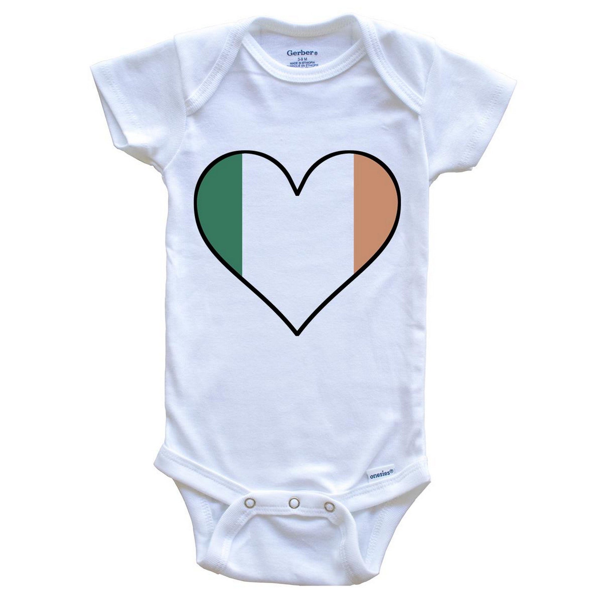 Irish Flag Onesie - Cute Irish Flag Heart - Ireland Baby Bodysuit