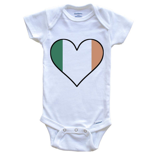 Irish Flag Onesie - Cute Irish Flag Heart - Ireland Baby Bodysuit