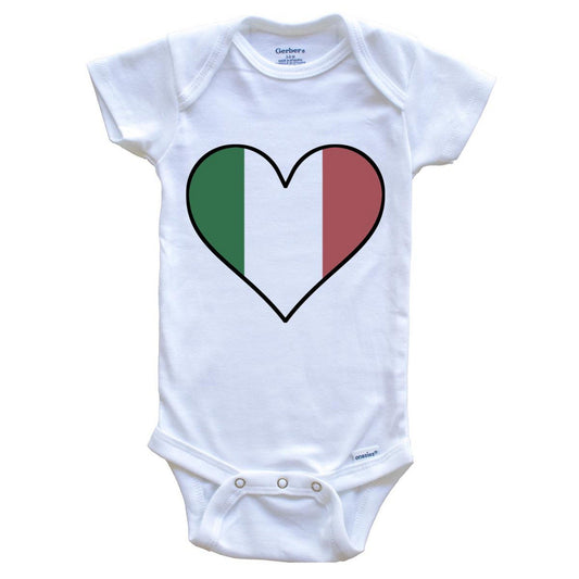 Italian Flag Onesie - Cute Italian Flag Heart - Italy Baby Bodysuit