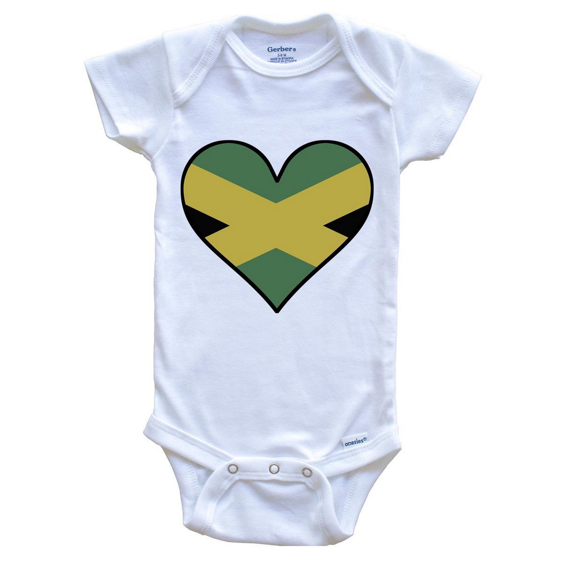 Jamaican Flag Onesie - Cute Jamaican Flag Heart - Jamaica Baby Bodysuit