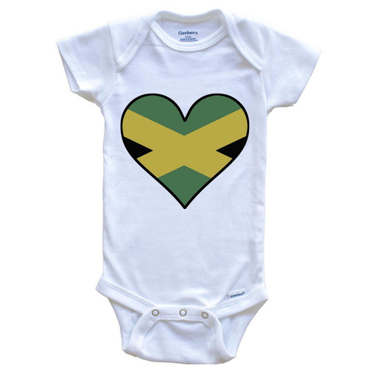 Jamaican Flag Onesie - Cute Jamaican Flag Heart - Jamaica Baby Bodysuit