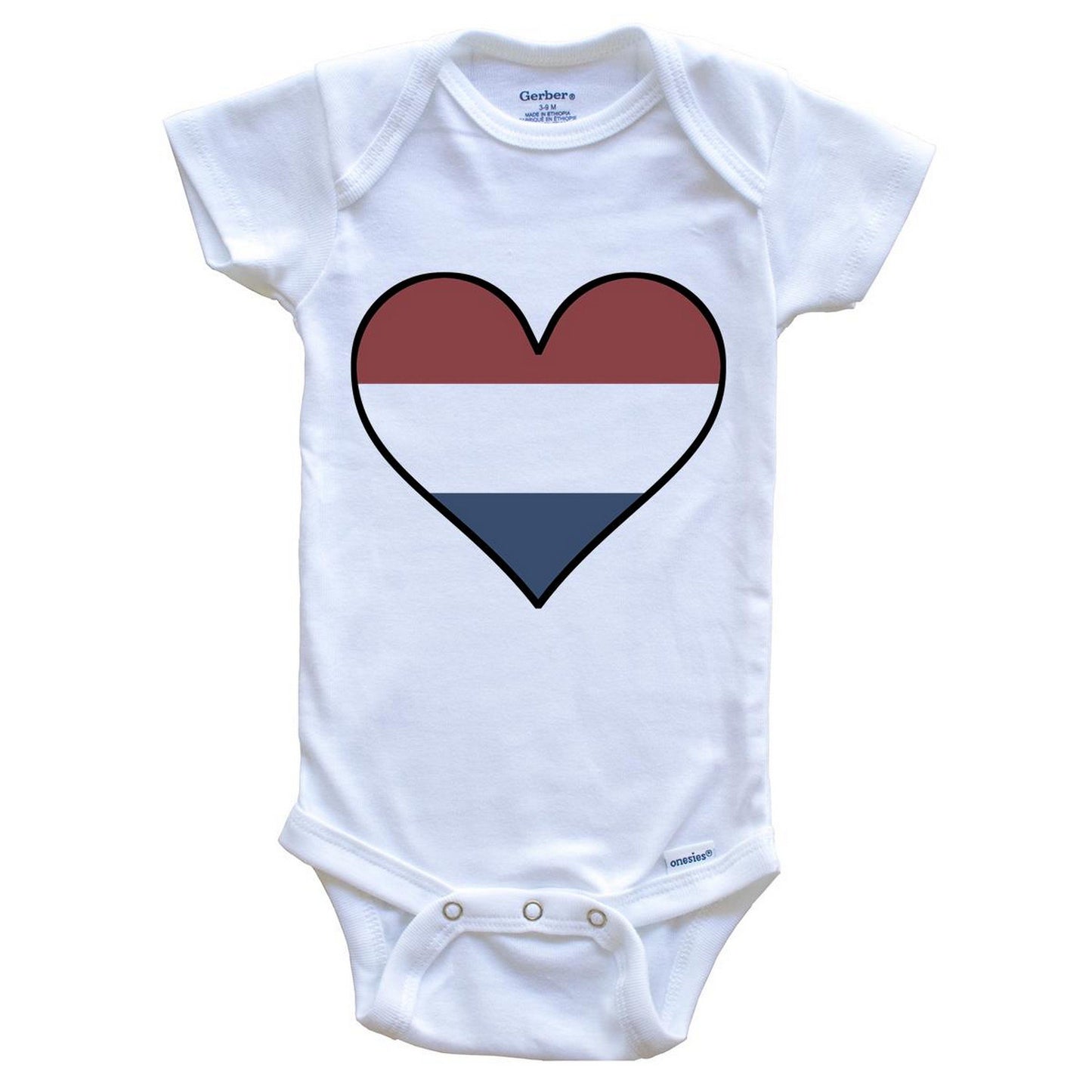 Dutch Flag Onesie - Cute Dutch Flag Heart - Netherlands Baby Bodysuit