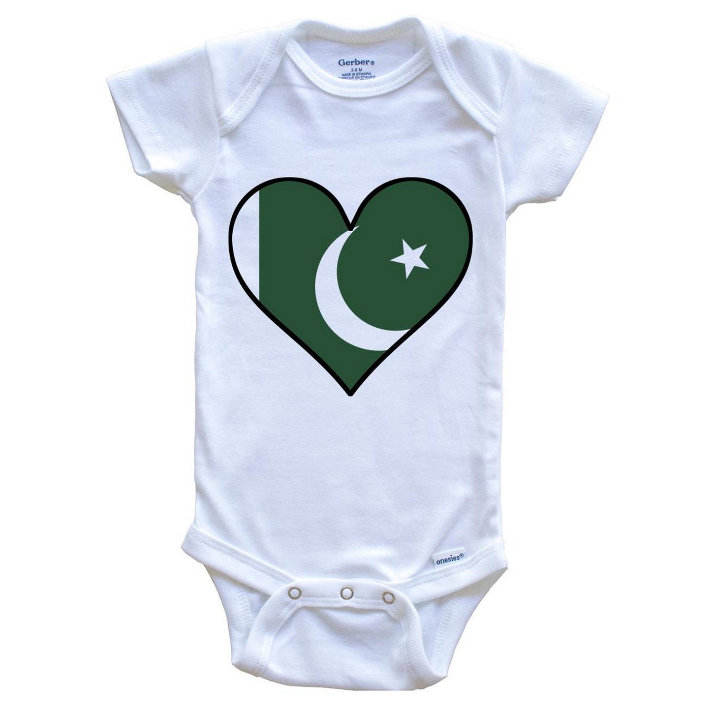 Pakistani Flag Onesie - Cute Pakistani Flag Heart - Pakistan Baby Bodysuit