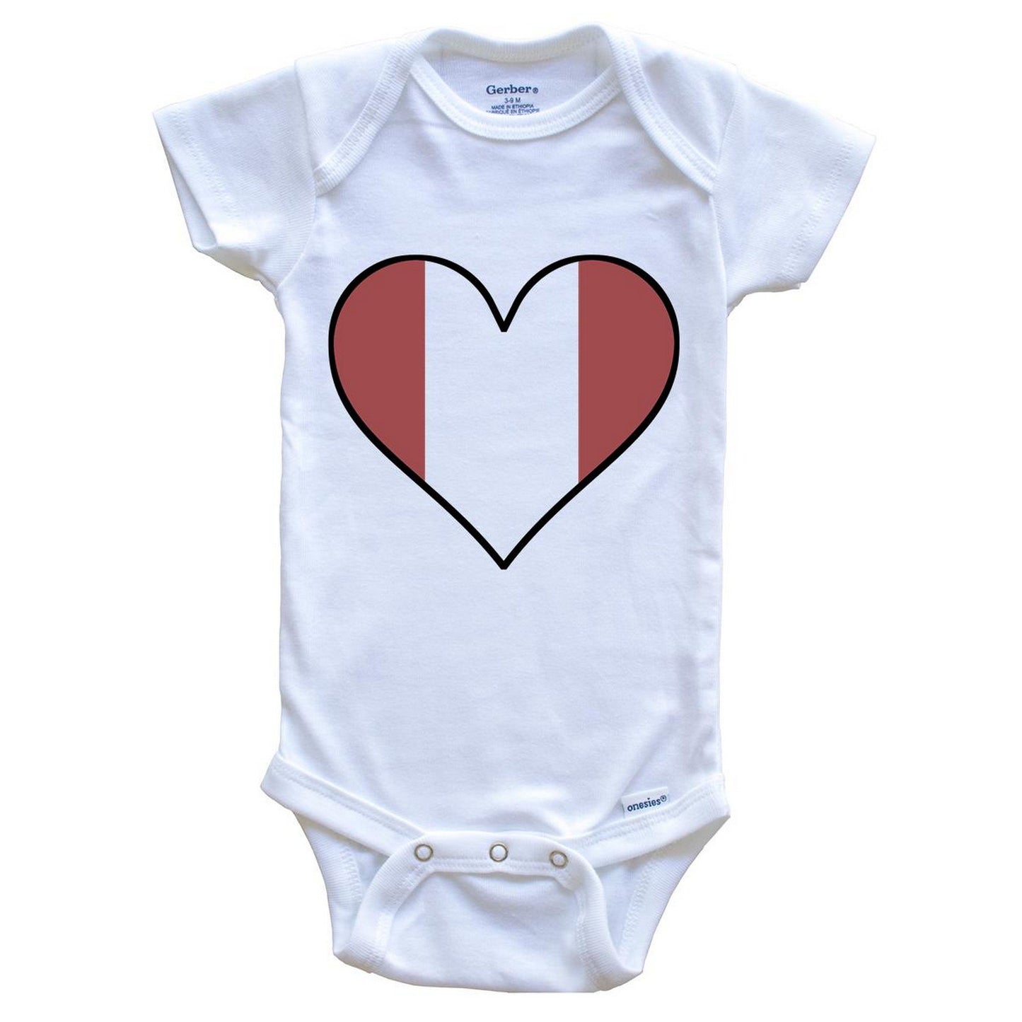 Peruvian Flag Onesie - Cute Peruvian Flag Heart - Peru Baby Bodysuit