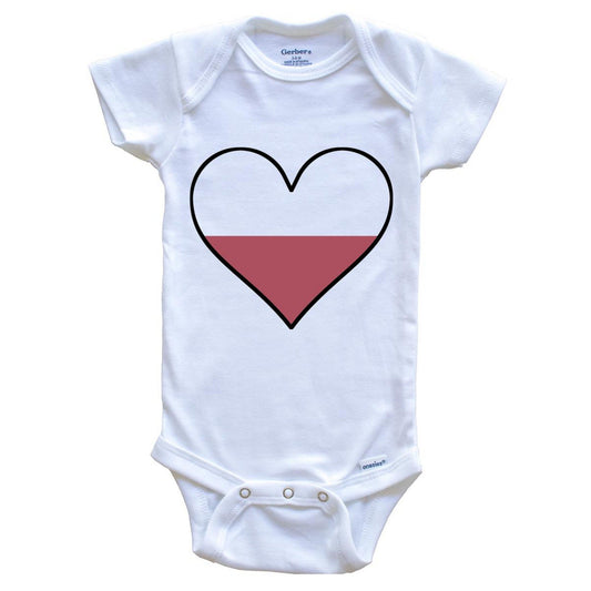 Polish Flag Onesie - Cute Polish Flag Heart - Poland Baby Bodysuit
