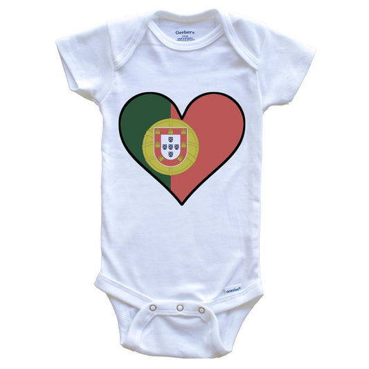 Portuguese Flag Onesie - Cute Portuguese Flag Heart - Portugal Baby Bodysuit