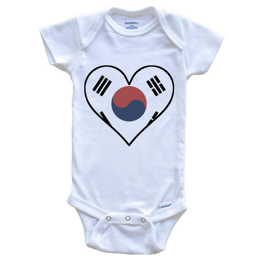Korean Flag Onesie - Cute Korean Flag Heart - South Korea Baby Bodysuit