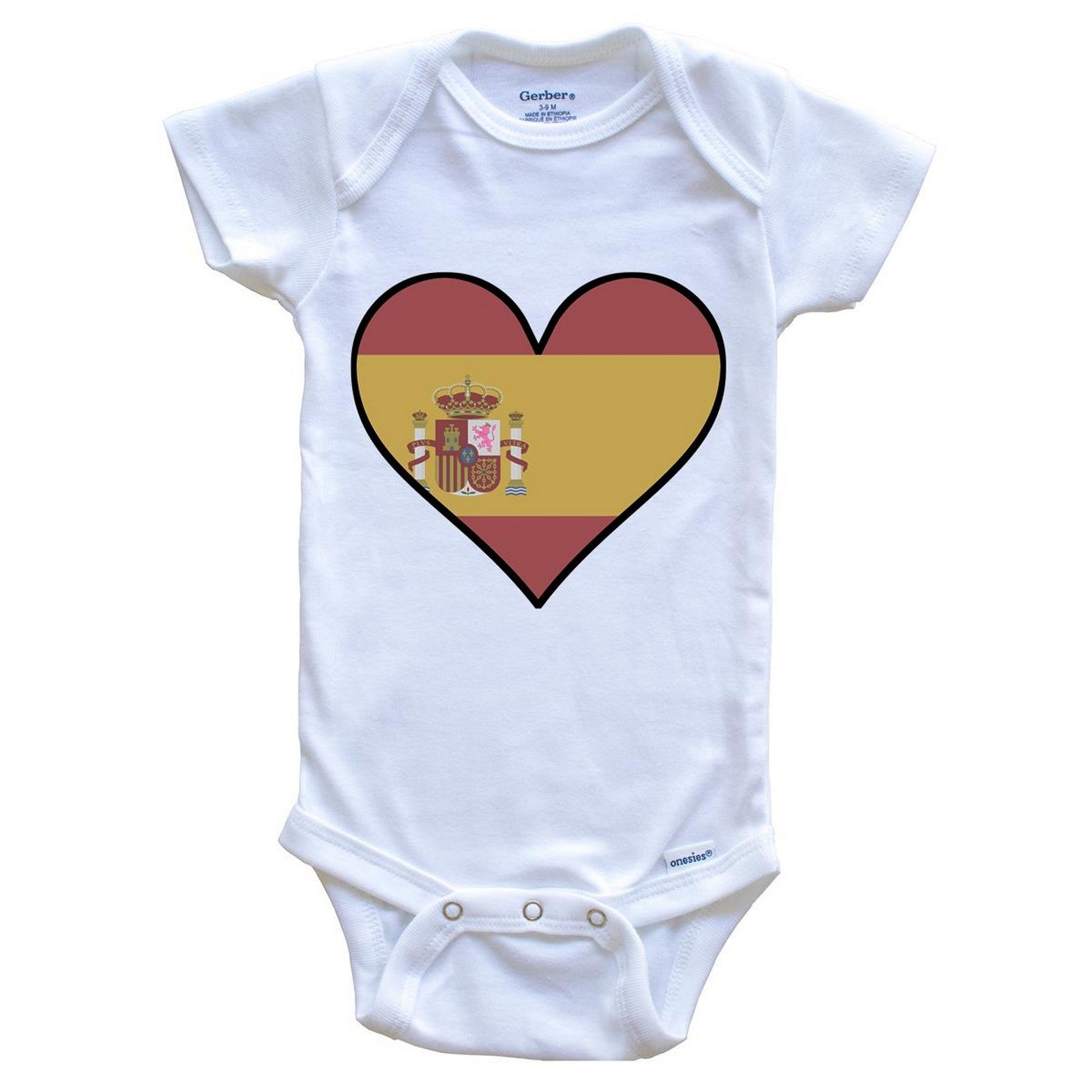 Spanish Flag Onesie - Cute Spanish Flag Heart - Spain Baby Bodysuit