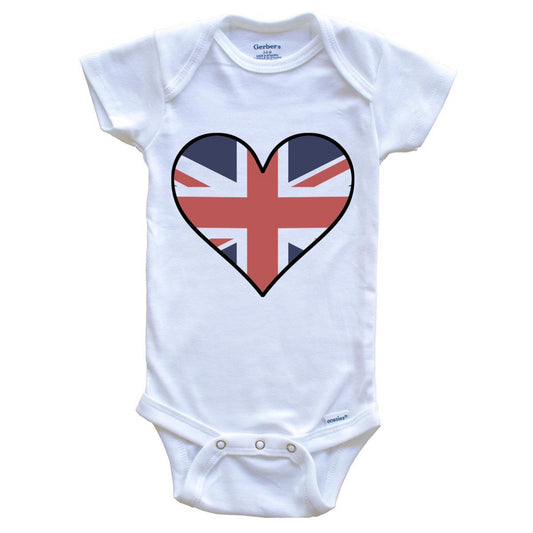 British Flag Onesie - Cute British Flag Heart - United Kingdom Baby Bodysuit