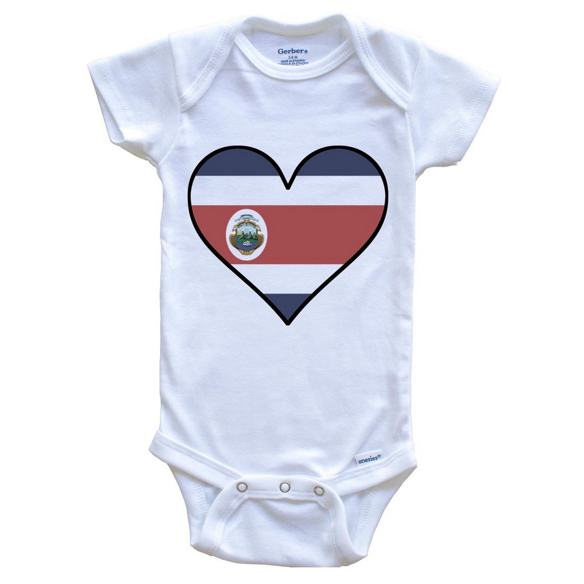 Costa Rican Flag Onesie - Cute Costa Rican Flag Heart - Costa Rica Baby Bodysuit