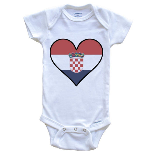 Croatian Flag Onesie - Cute Croatian Flag Heart - Croatia Baby Bodysuit